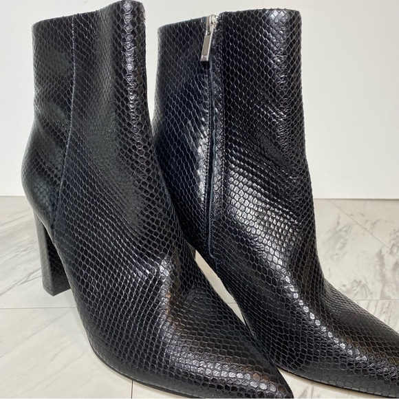 Marc Fisher Ulani Black Snake Print Leather Pointy Toe Bootie 11M - Picture 9 of 14